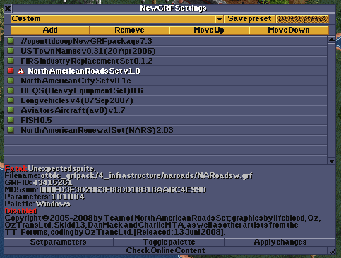 NA Roads with parameters