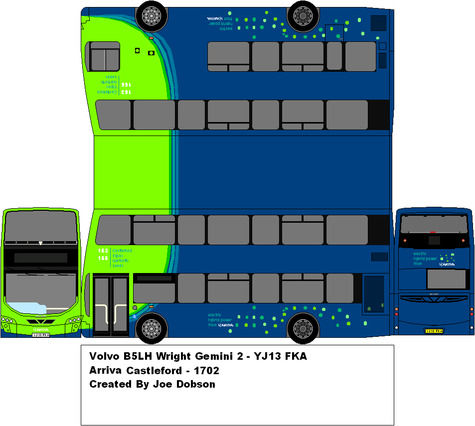 Arriva Castleford Gemini 2 hybrid, route 163/166 branding