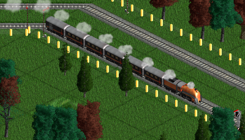 A passenger train with the new passengers and mail wagons.