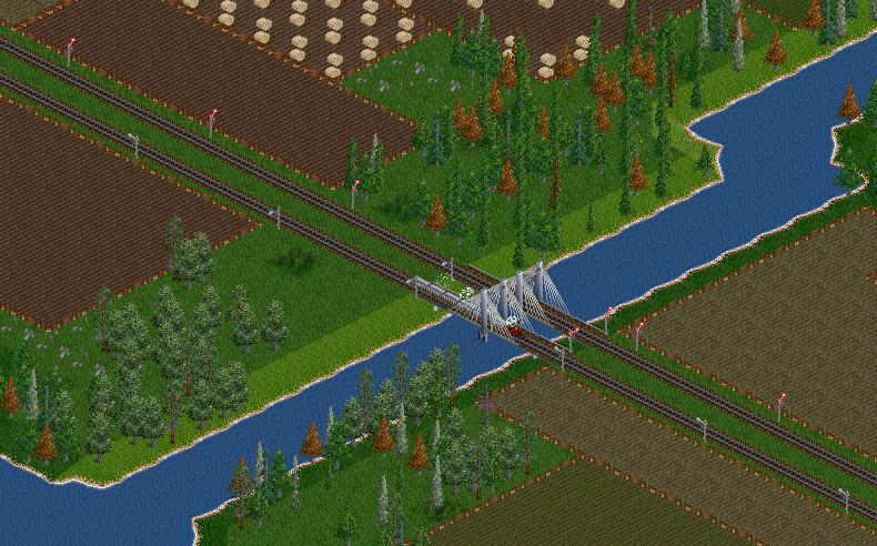 A 4-4-2 Spinner crossing a river. This river separates the south of the network to the rest of it.