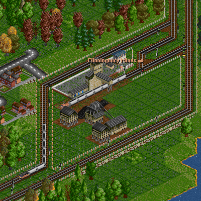 A tiny coal mine station, part of the company's oldest and smallest network. Output isn't great, so that particular coal train, the Flinnbridge Miner, has been given slightly higher priority.