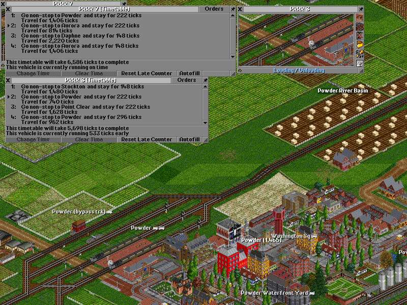 The timetables after autofilling.
