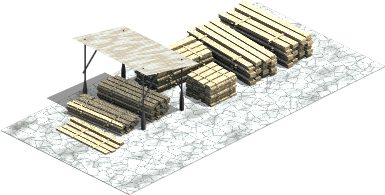 Test. The ground was added later with GIMP, and the shadow of the roof was rendered well. This will be part of a replacement of lumbermill in ECS wood. And It was modeled by Dmh_mac.
