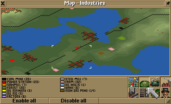 minimap with industries and terrain