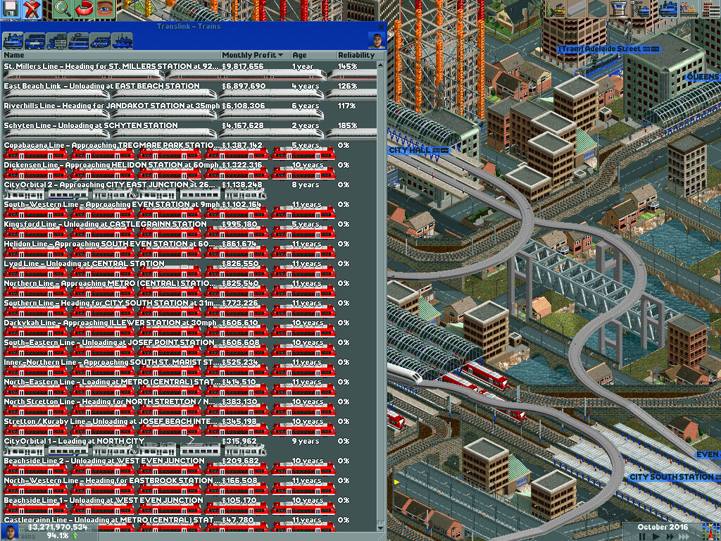 The long list of trains including some maglevs