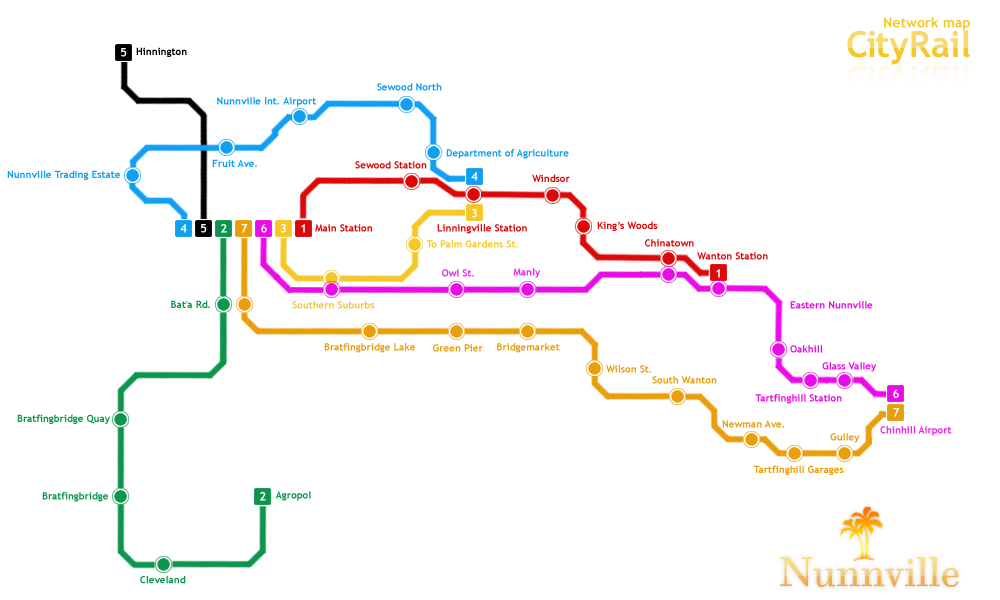 CityRail has got 7 lines, all of them starts in station called Main Station because of it's strategic location.