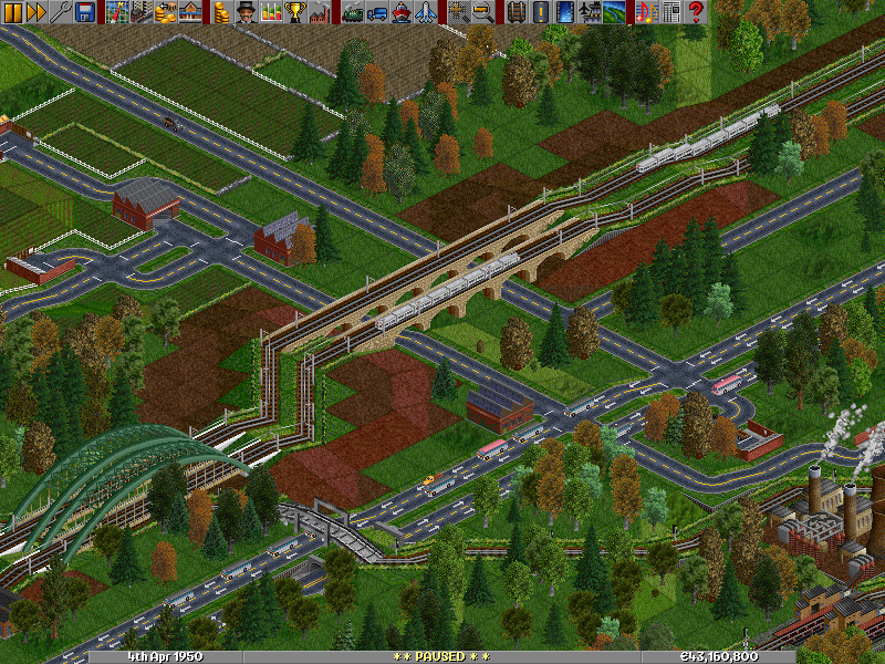 Freshly built viaducts and two Zephyr trains on the run.<br />In the lower part of the screenshot - yet nameless highway (suggestions welcomed)<br />(Also, can someone tell me how to arrange GRF's so the bridges don't appear as maglev's? I remember I had such problem, but forgot the solution...)<br />(That file comment went pretty long, uh? ;))
