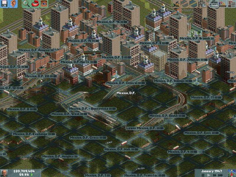 Detail of Mexico City after about 20 game years.