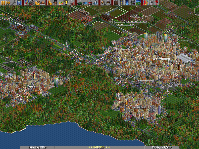 A metropolis area where only the AI's operate. Well, mostly - the highway is mine ;)<br />Why I wasn't lucky enough to operate in such close distanced cities?