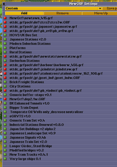 NewGRFs loaded at the time