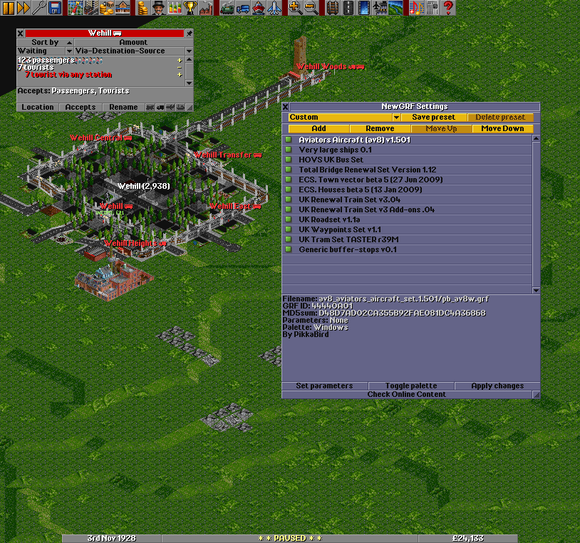 screenshot showing newgrfs etc