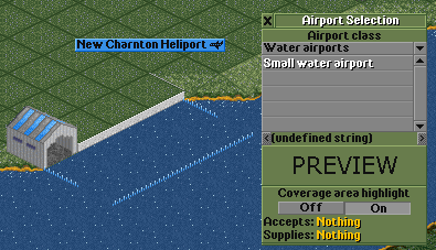 The water airport in the desert climate, with &quot;undefined string&quot; error.