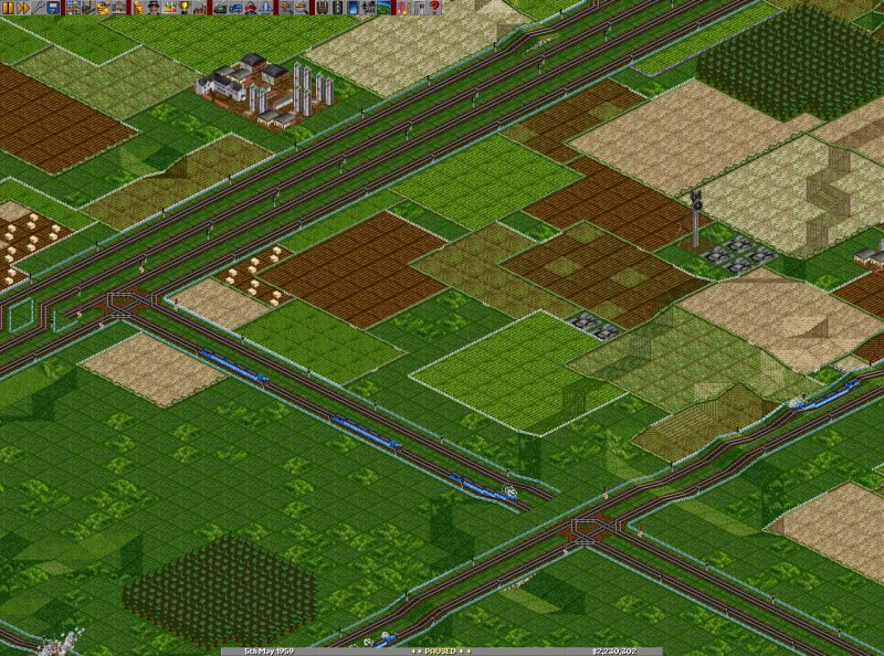 Screenshot showing the trapped trains.