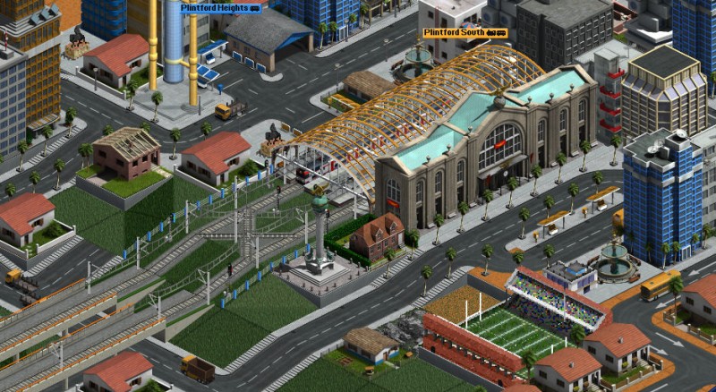 Screenshot of Central station, house and monument.