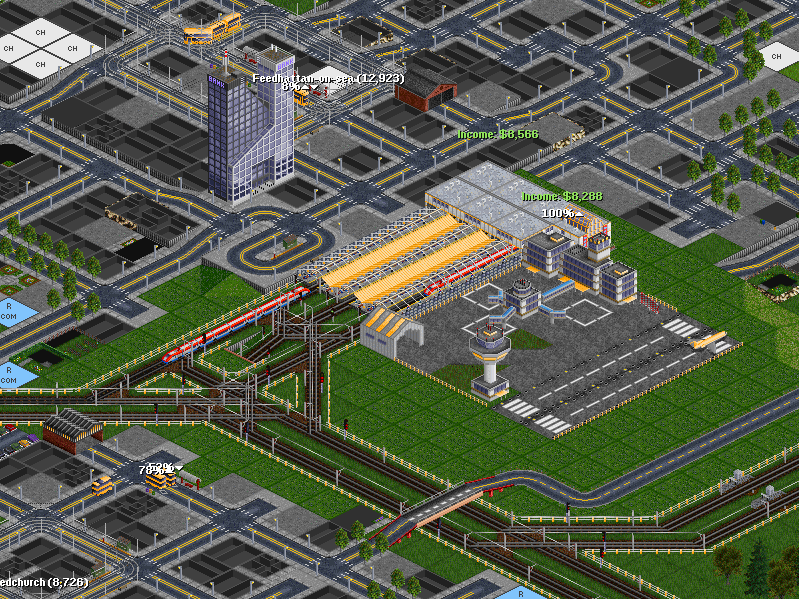 Feedhattan Airport and Terminal sits on the south side of the GSG metro area. The airport is mainly used for quick passenger shuttle service to GSG Airport and to transport goods from the Deadingney Woods Industrial Park to nearby cities. The train terminal provides passenger and mail service between GSG Airport, GSG&amp;D Central, and the towns of Prondfield and Mindean.