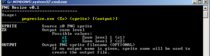 PNG Crop Usage screen (no parameters passed)