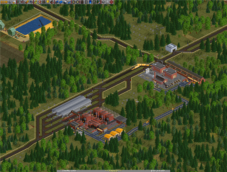 The aforementioned steel mill, and a machine shop, which produces farm supplies for the area farms as well as engineering supplies which go right back into the aforementioned ores and forests, thus creating a self-sustaining loop.