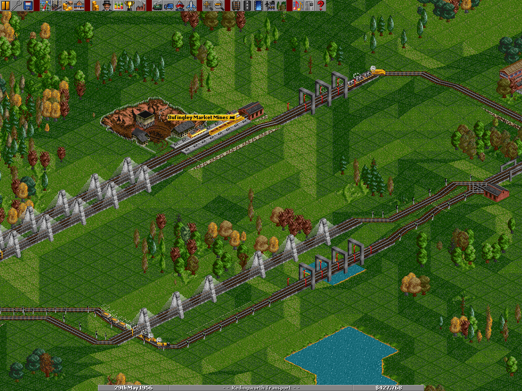 My first train lines in this game<br />Those farm trains get 24.000 in one go :)