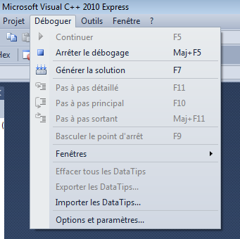 No menu entry in the debug menu