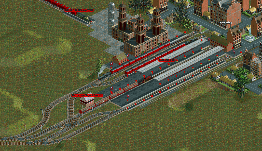 An early shot of the terminus at Kettering, with passenger and goods platforms to serve the local brewery.