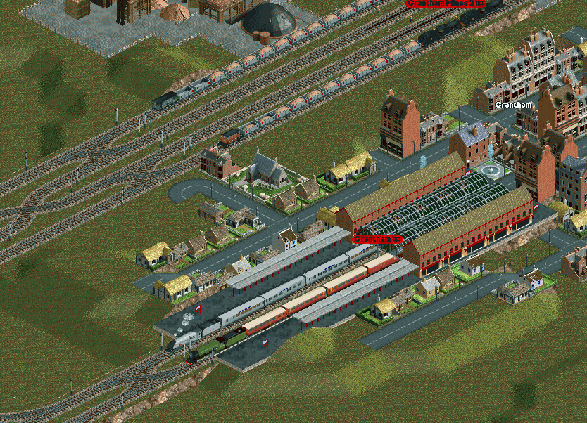 Two LNER expresses prepare to depart the small terminus at Grantham. There is also major freight traffic from the town's iron ore mines.