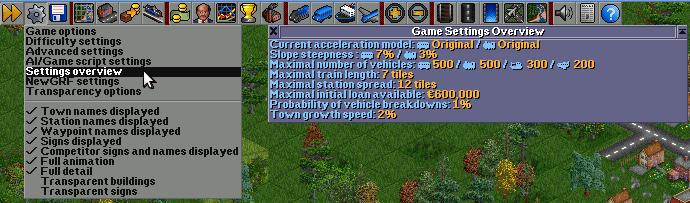 Settings Overview Window Screenshot