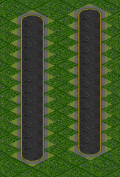 Road moved a bit to the right!
<br />(Left one is original as tmesisbob made it, right ons is the one moved a half square to the right)