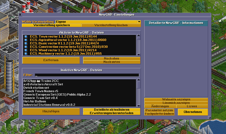 This is what you see if you open up the newgrf settings dialog (even for the first time).