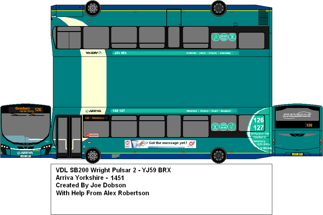 Arriva Castleford Pulsar 2, with 126/127 branding