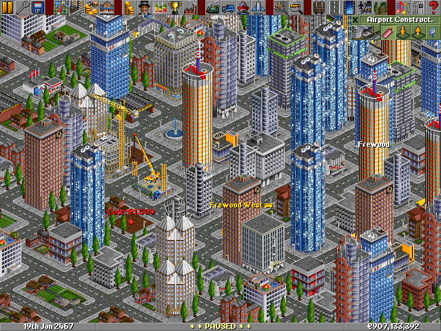 Town view of the first construction site. The hudge crane is underconstruction