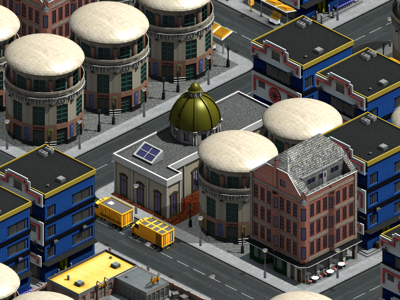 A zoomed view of the downtown of Feadingstoke with its bank.