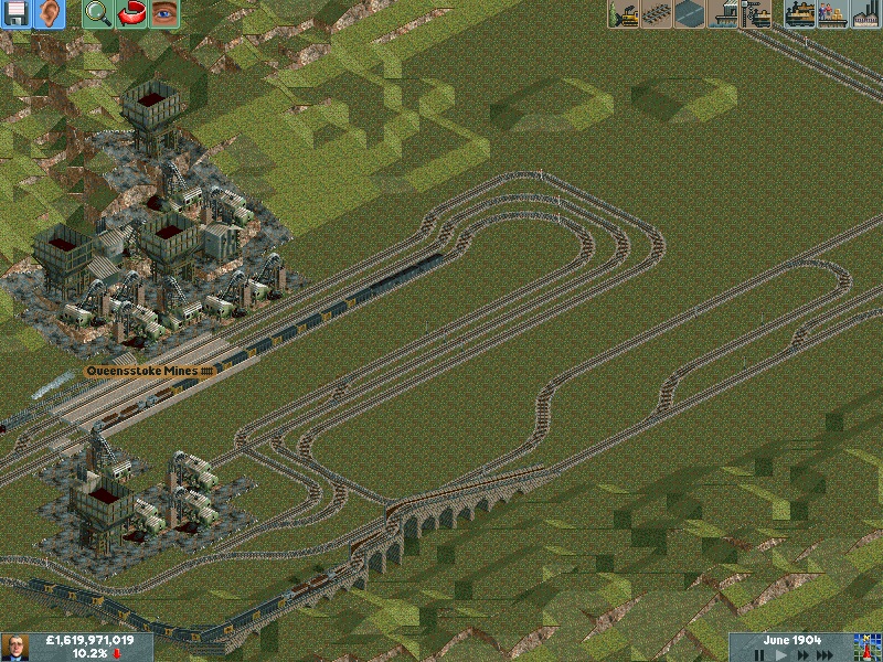 My European save game with US/Canadian trains. At the coal mines, can handle around 6 trains but handles 3 atm. Due to the valley being narrow an small, i have developed a kinda ofa highway interchange