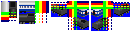 Dark Blue - 1/8 th shorter
<br />Red          - 2/8 th's shorter
<br />Yellow       - 3/8 th's shorter
<br />Green       - 4/8 th's shorter