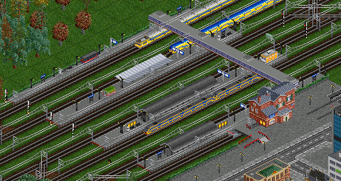 Going from lowest platform with overpass to upper platform:<br />Platform 1: wire interrupted on whole tile<br />Platform 2: wire correct<br />Platform 3: wire interrupted on whole tile<br />Platform 4: wire correct<br />Platform 5: clipping issue<br />Platform 6: wire above overpass