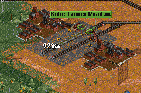 Copper mining operation begins down the mountain from Kobe. The random number overlords blessed this save with two copper mines side by side. 2-10-2 Santa Fe's were the best compromise of power and price for this operation.