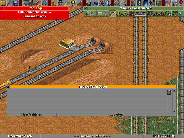 As you can see &quot;Andoas Train Depot&quot; is empty, but Im told that a train is in the way...