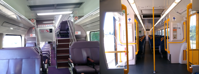Inside EMU (left) and DMU (right)
