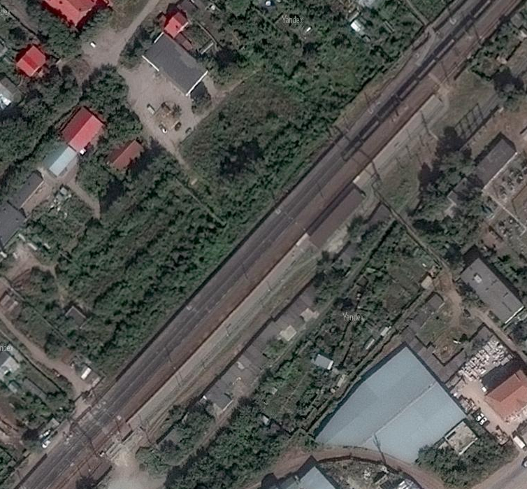 Map of railway station &quot;Kirkombinat&quot; in Samara, Russia. Made in Yandex.