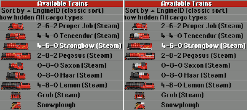 Some of the repainted steam engines with 1CC/2CC
