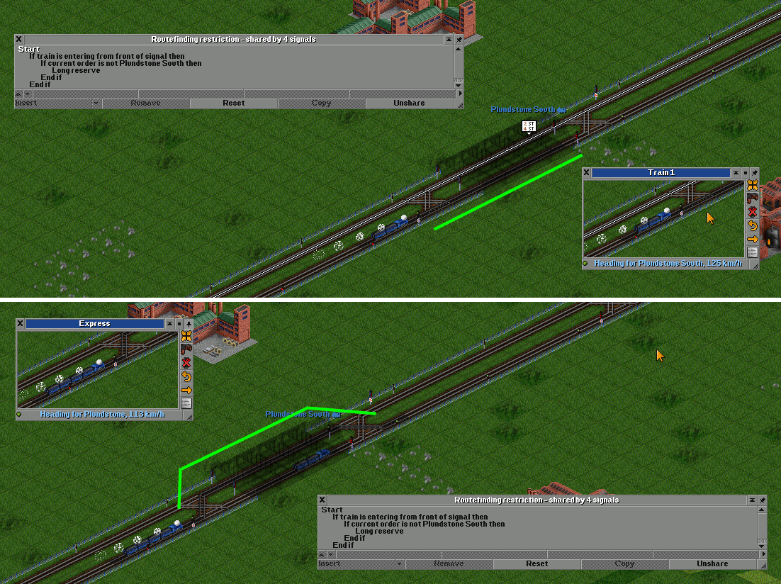 0.39.2 - works fine, express train initiating long reserve ahead