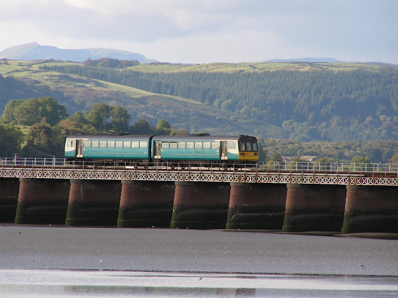 Class 142 Pacer on Arnside Viaduct.