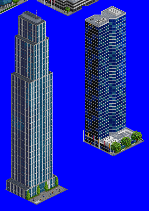 The new 2 towers, one which is a bit short, and another which is more than 400 pixels tall!