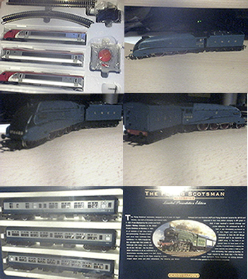 i call this my special editions pictures. as you can see, the 'Mallard' (4468),
<br />the 'Flying Scotsman' (4472) coaches IN THERE BOX, with the explanation of the Limited edition set (dont ask about that blob of white, i dont know where that light is coming