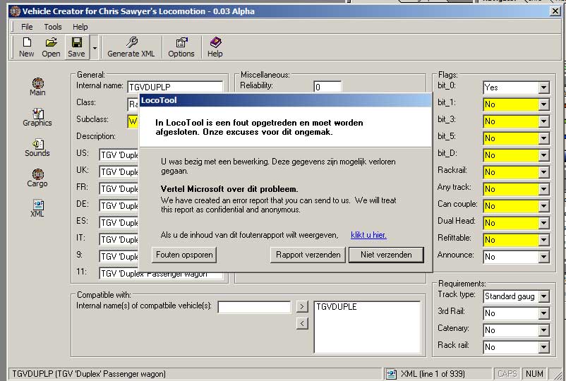 The not so helpfull error while trying to afe to .dat