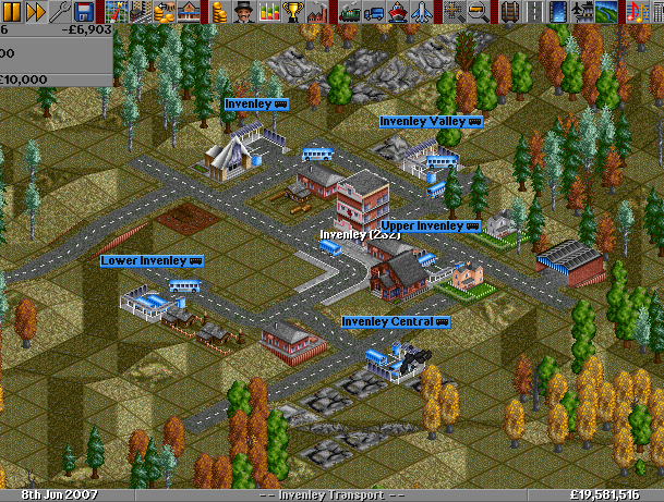 Here's a town on a 2048x2048 map, which I let grow for 13 years with 5 bus stops.