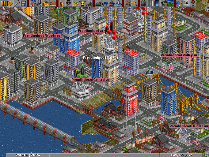 Here's a screenshot of a town on a 256x256 map. I just let it grow for like ten years, with 5 bus stations.