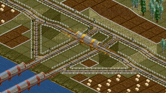 Following LordOfThePigs advice (tracks a tile apart), here's a neat one :)