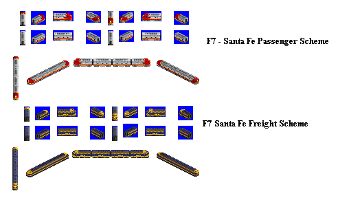 Santa Fe F7 in both passenger and freight flavours