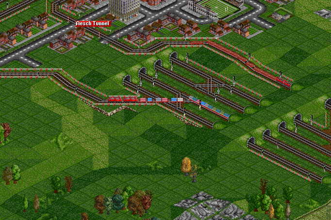 We branch off the mainline with Aesch in sight.