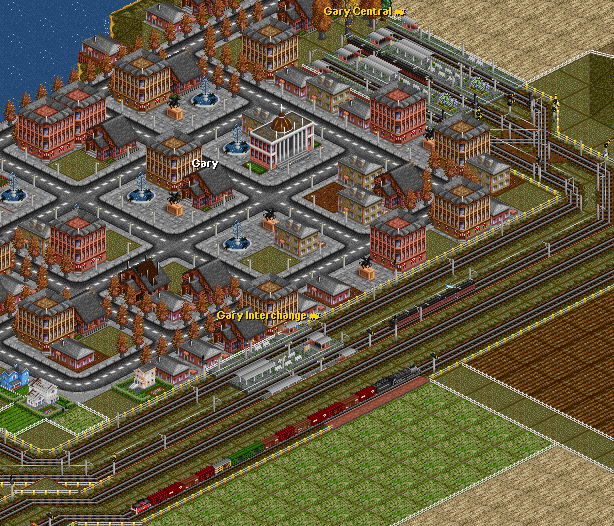 The commuter trains extend out to Gary (well, perhaps not IRL). At the bottom of the shot, you can also see a Big Boy waiting with an empty train, headed back North.